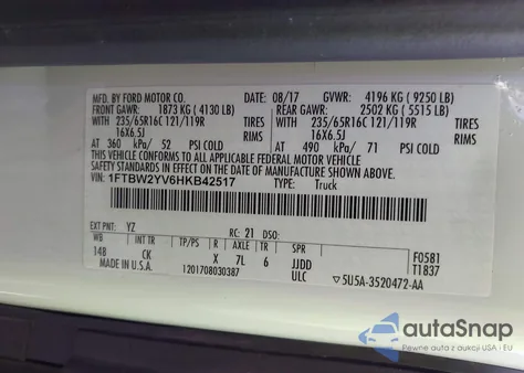 2017 Ford Transit-350 from USA, damaged, VIN 1FTBW2YV6HKB42517